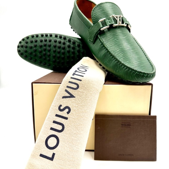 LOUIS VUITTON Hockenheim Epi Leather Driving Moccasins GREEN SZ 9 (US) lv size 8 - Picture 4 of 8